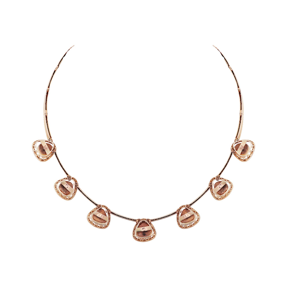 Rose Gold Polki Necklace with Brilliant-Cut Diamond Halo